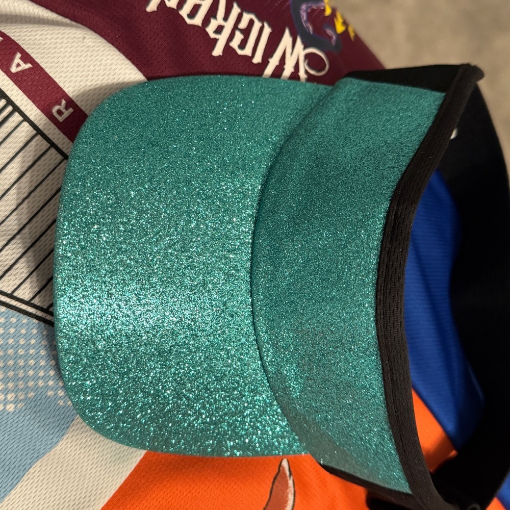 Teal Glitter Visor Hat
